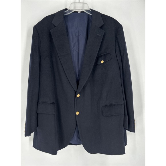 Vintage RARE Loro Piana 100% Guanaco tailored Navy Blue Blazer Sz 48 Gold Button - Picture 1 of 13